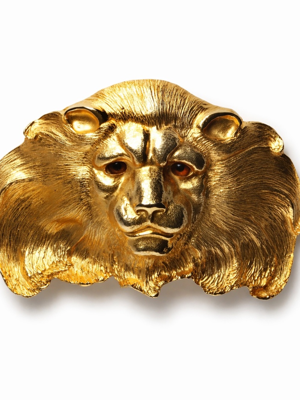Vintage Christopher Ross 1984 Lion Head Belt Buckle 24kt Gold Plate
